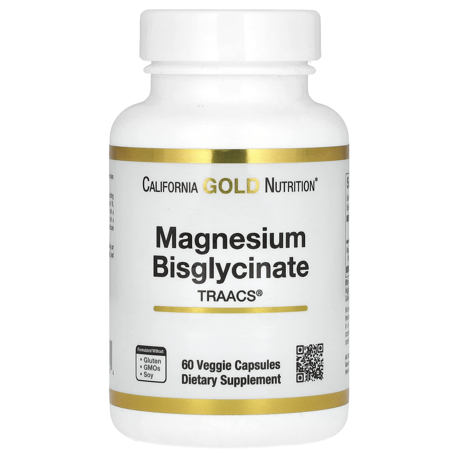 Magnesium Bisglycinate Supports Bone Health 60 Capsules by California Gold Nutrition - Image 1