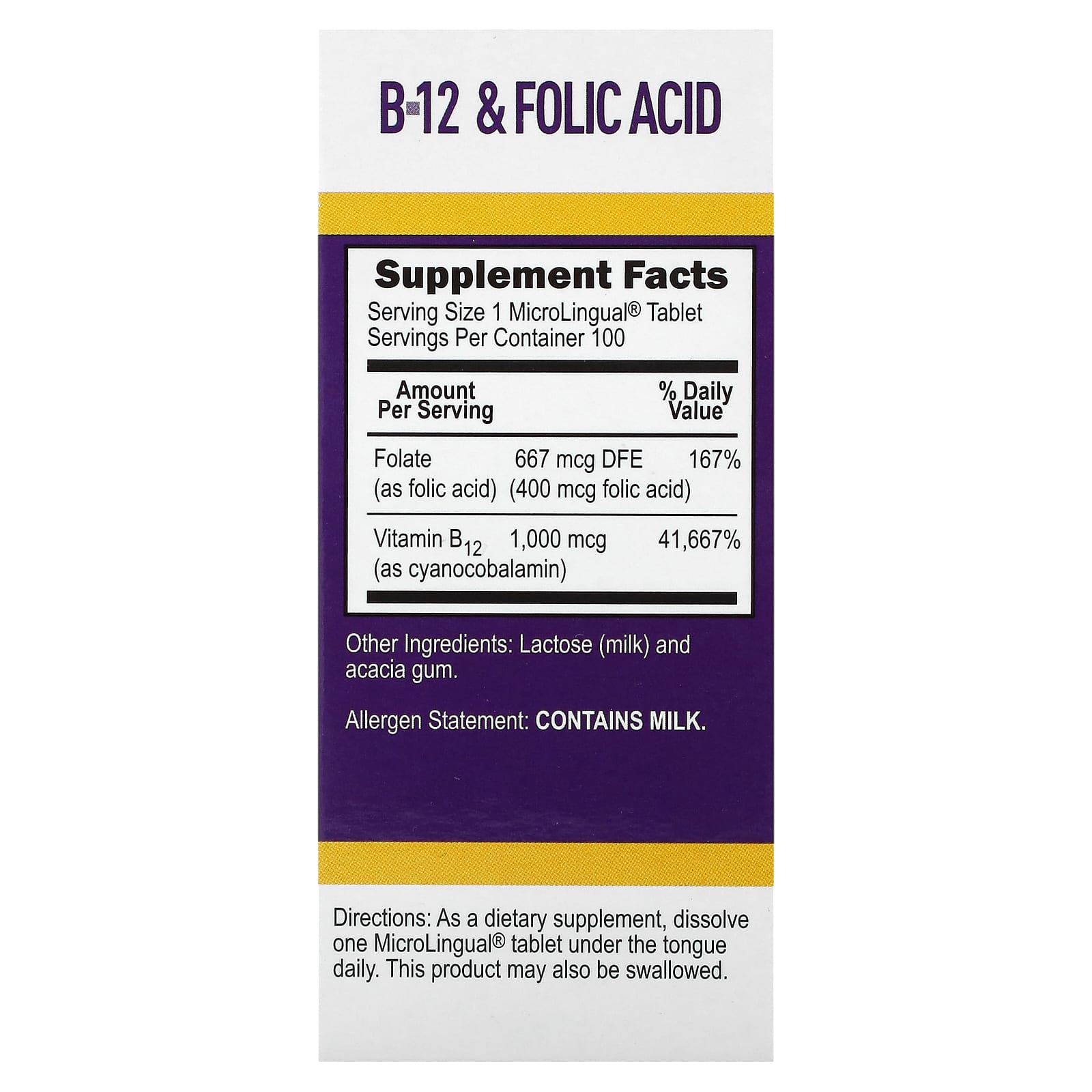 Superior Source, Cyanocobalamin B-12 & Folic Acid, 100 MicroLingual Instant Dissolve Tablets - Image 2