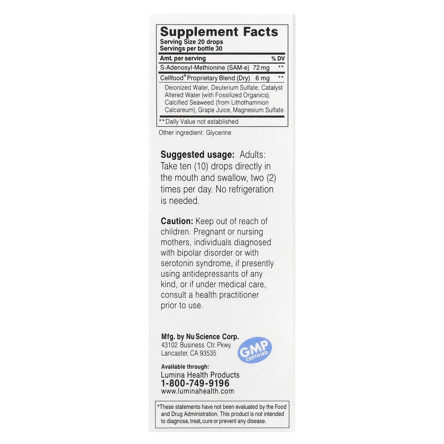 Cellfood Liquid SAM-e Formula+ for Mood, Joint & Liver Support - Image 2