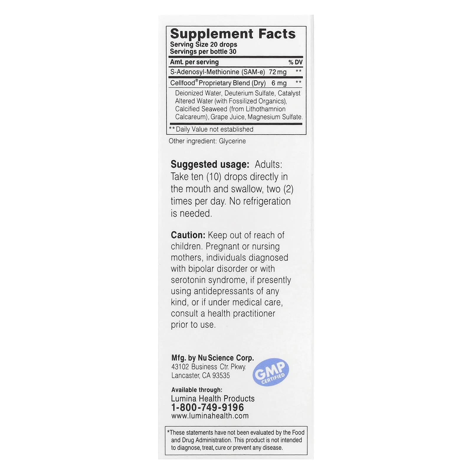 Cellfood Liquid SAM-e Formula+ for Mood, Joint & Liver Support - Image 2