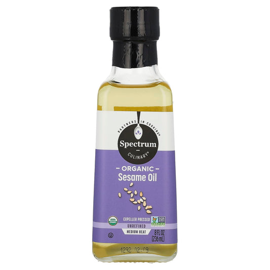 Spectrum Culinary, Organic Sesame Oil, Unrefined , 8 fl oz (236 ml) - Image 1