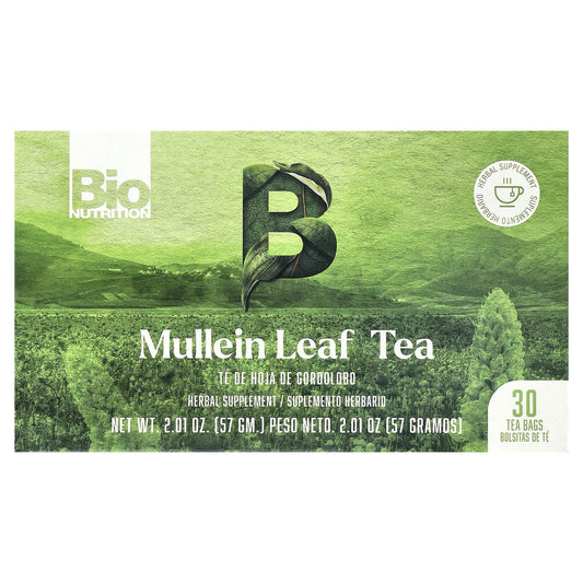 Mullein Leaf Tea - Caffeine Free, Respiratory Support - 30 Tea Bags - Image 1