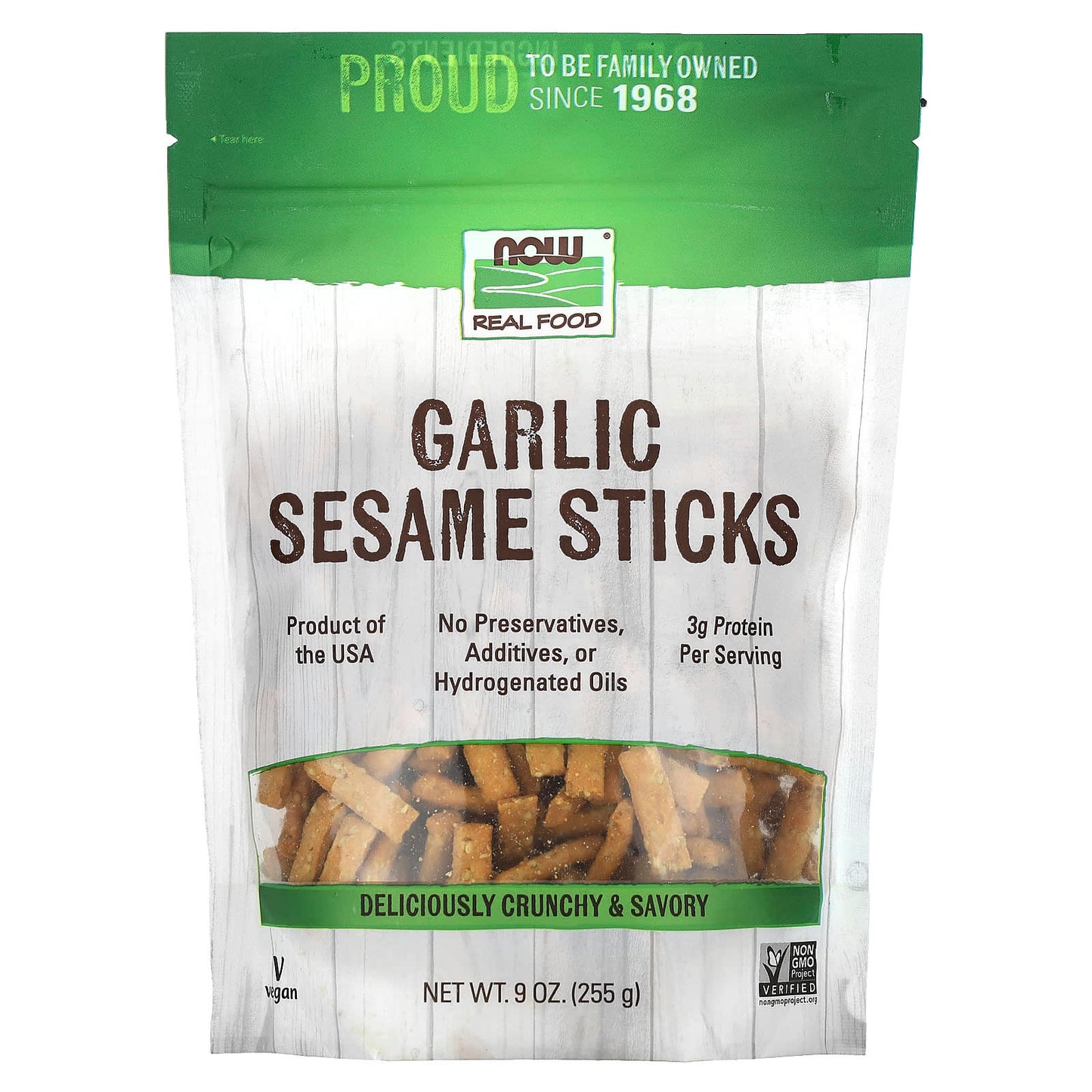 NOW Foods, Garlic Sesame Sticks, 9 oz (255 g) - Image 1