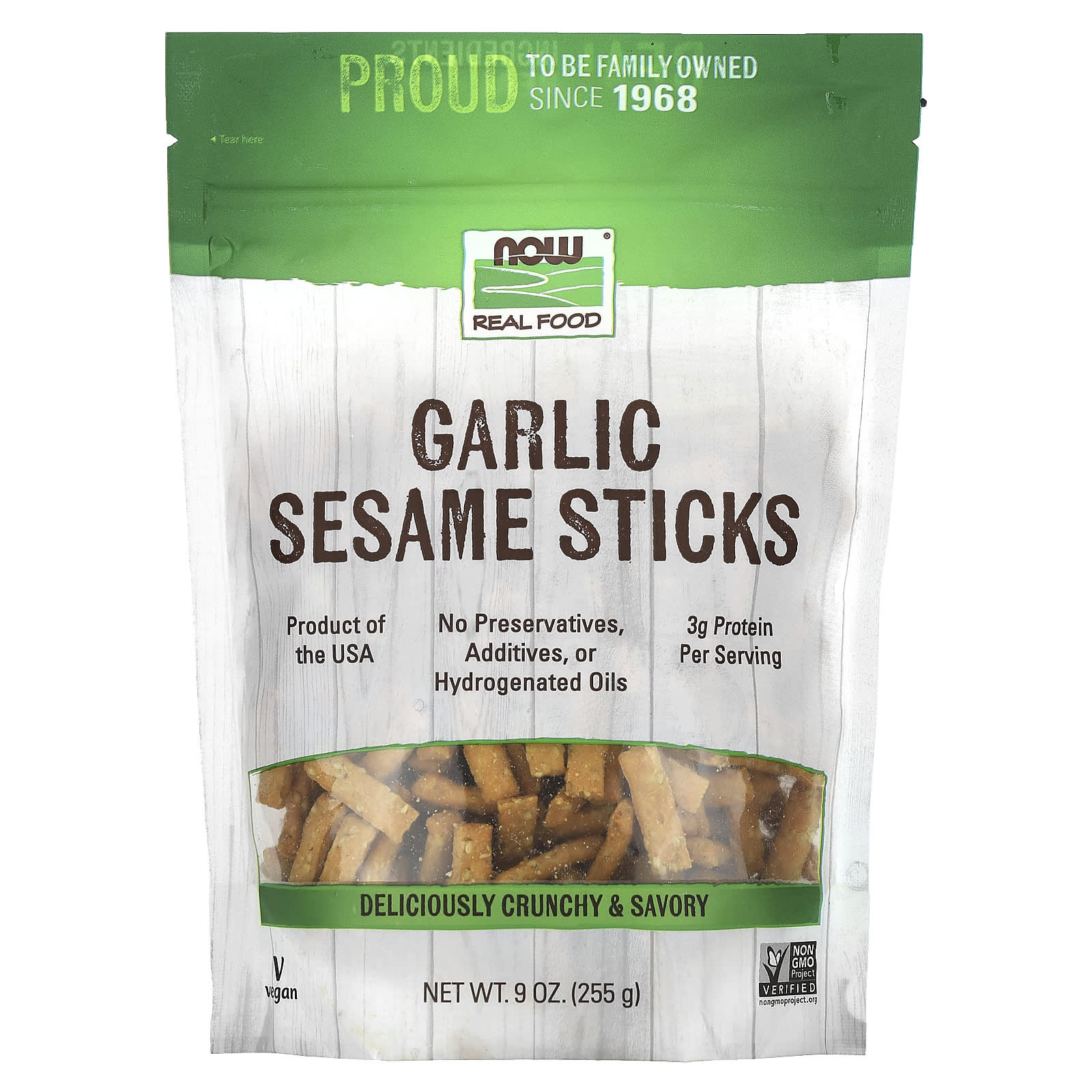 NOW Foods, Garlic Sesame Sticks, 9 oz (255 g) - Image 1