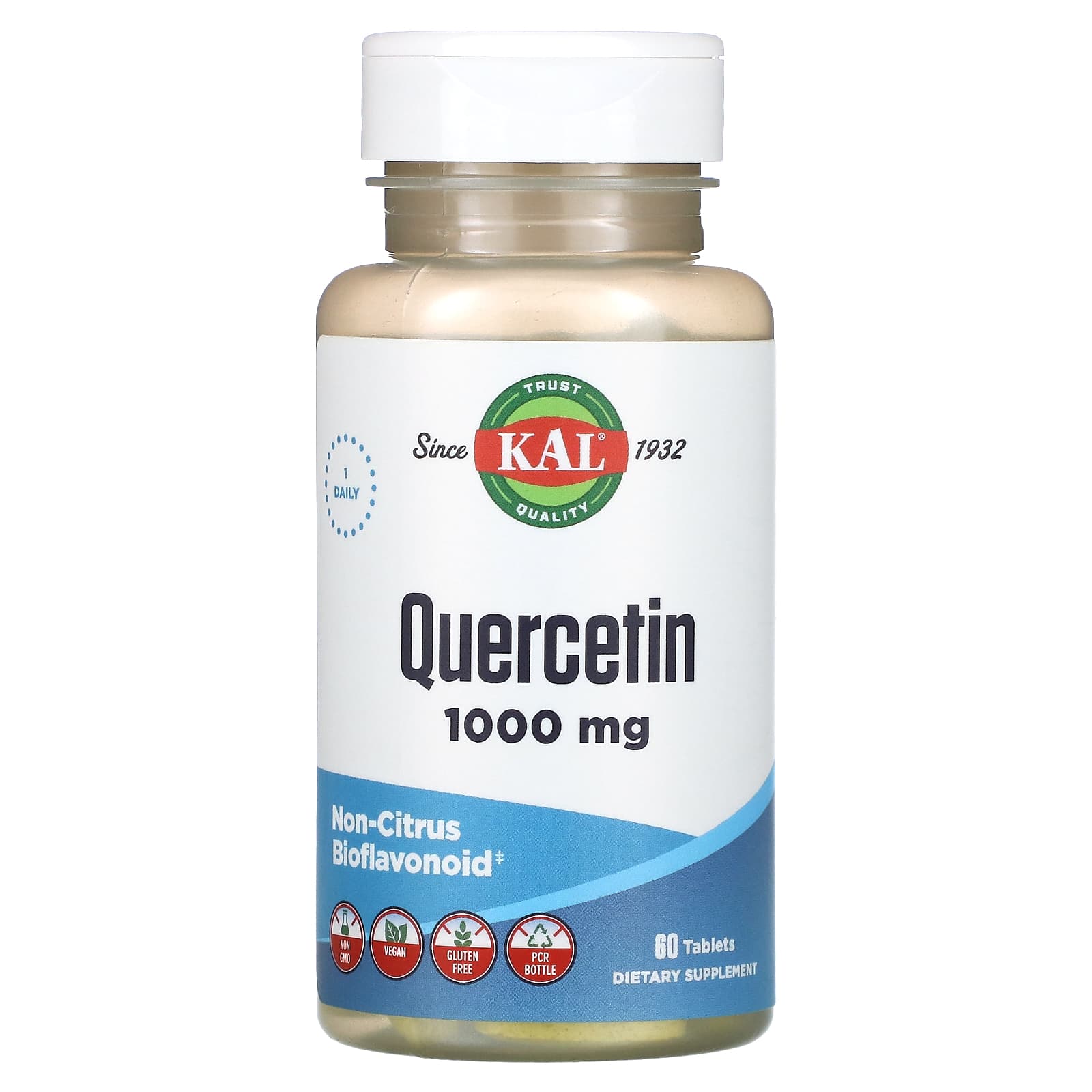 KAL Quercetin 1000mg, 60 Count, Non-GMO, Vegan, Gluten-Free Tablets - Image 1