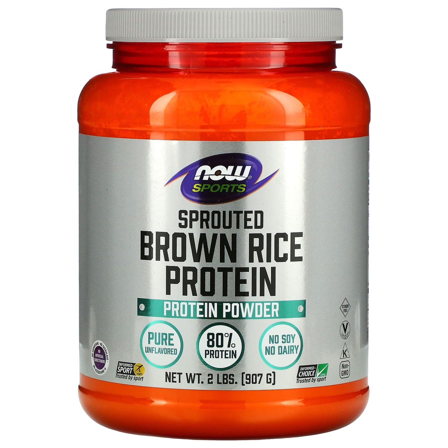 NOW Foods, Sports, Sprouted Brown Rice Protein Powder, Pure Unflavored, 2 lbs (907 g) - Image 1