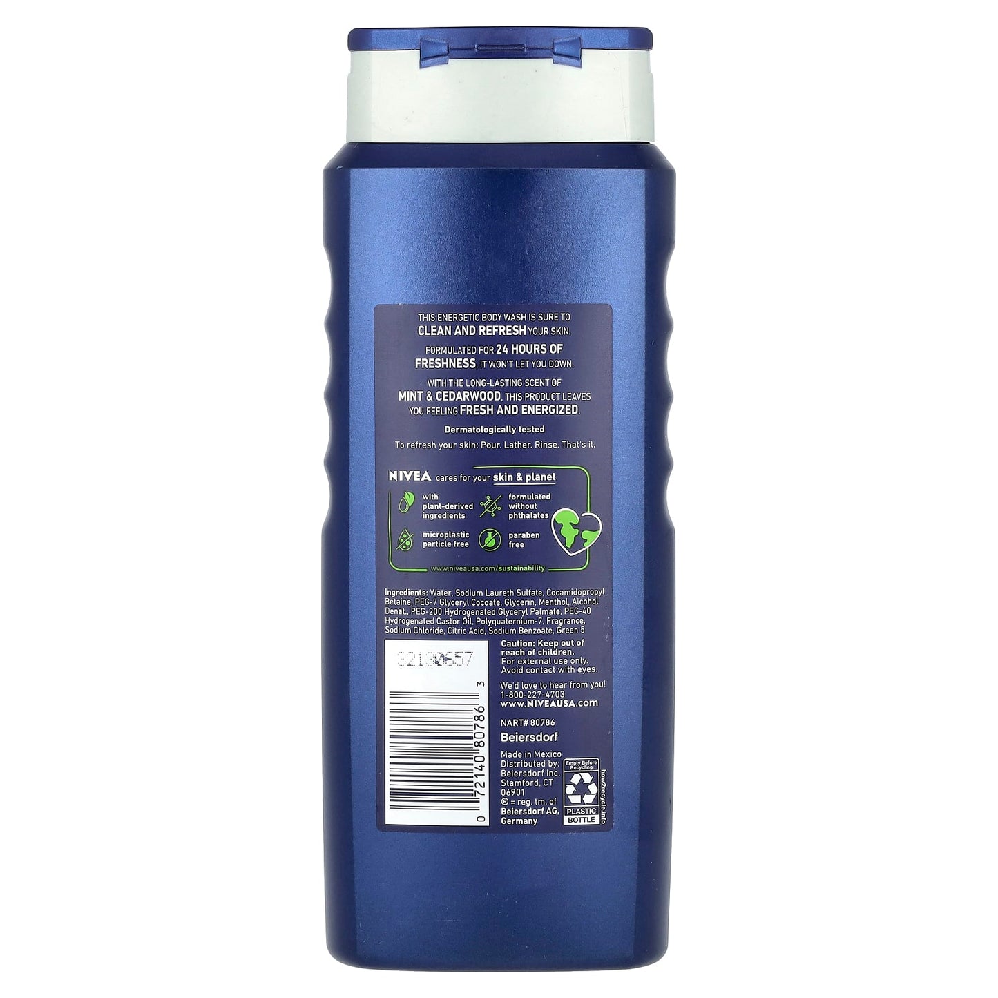 Nivea, Men, Energy Body Wash, Mint & Cedarwood, 16.9 fl oz (500 ml) - Image 2