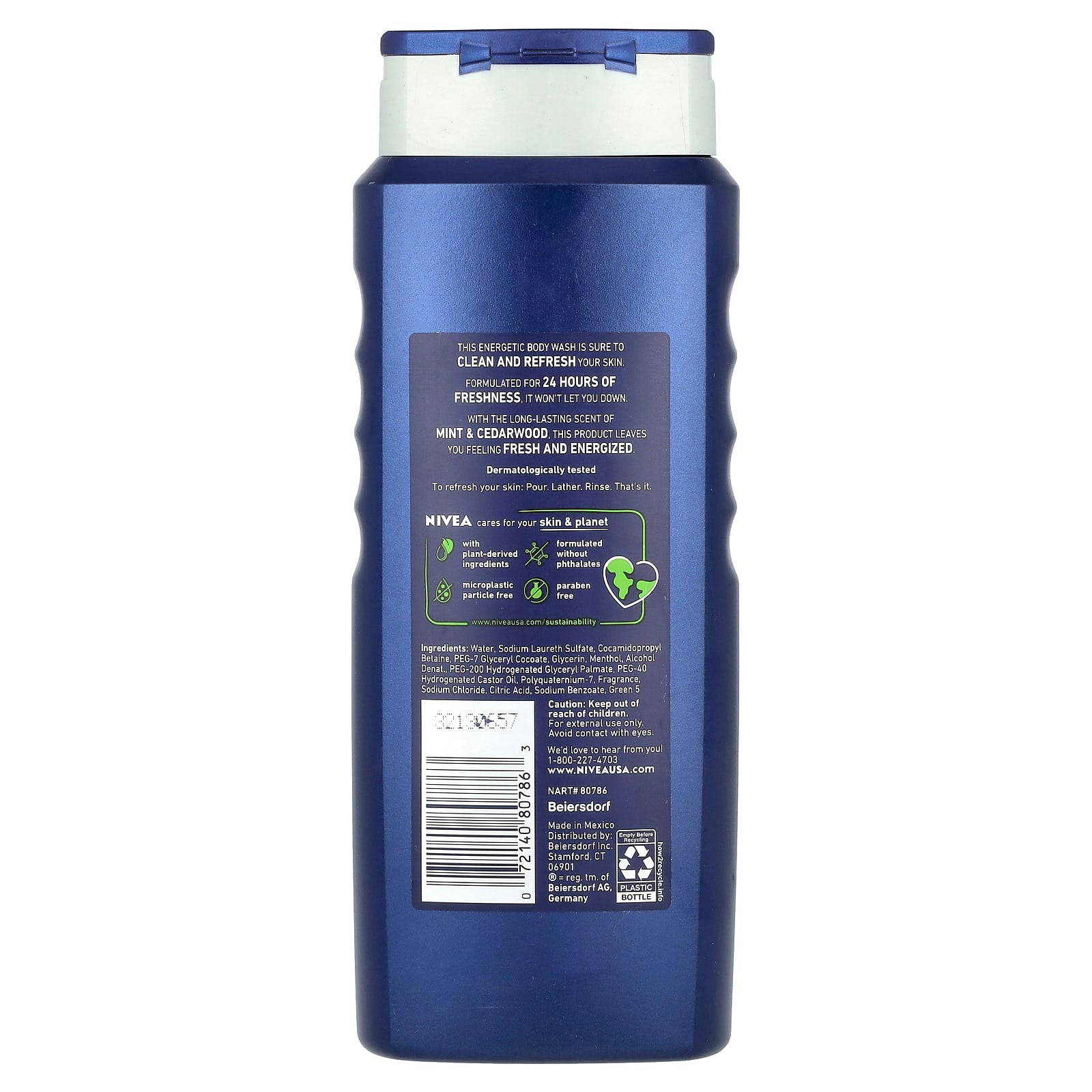 Nivea, Men, Energy Body Wash, Mint & Cedarwood, 16.9 fl oz (500 ml) - Image 2