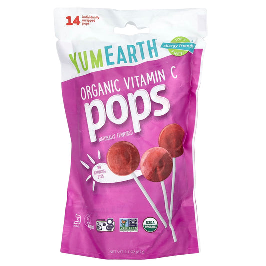 YumEarth, Organic Vitamin C Pops, Assorted, 14 Pops, 3.1 oz (87 g) - Image 1