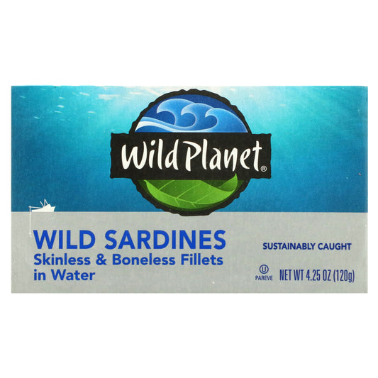 Wild Planet, Wild Sardines, Skinless & Boneless Fillets in Water, 4.25 oz (120 g) - Image 1