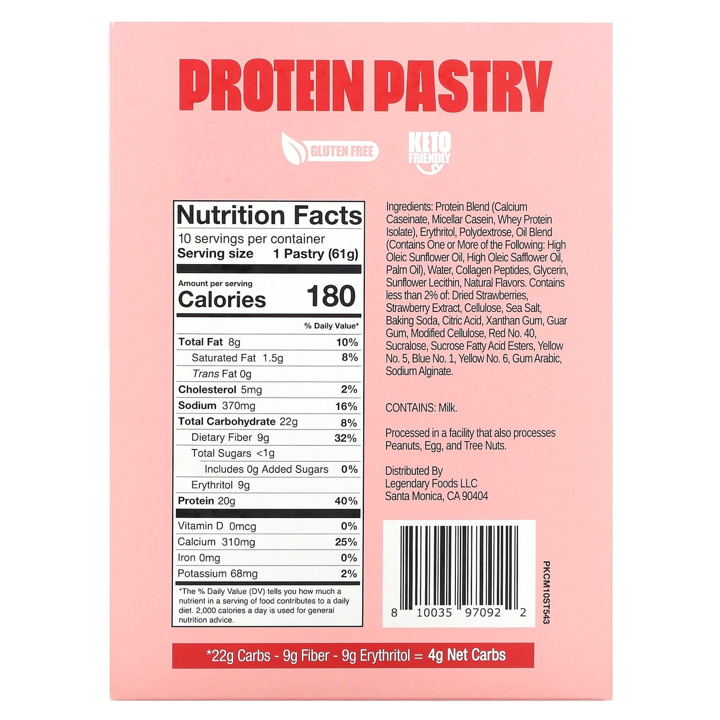 Legendary Foods, Protein Pastry, Strawberry, 10 Pack, 2.2 oz (61 g) Each - Image 2