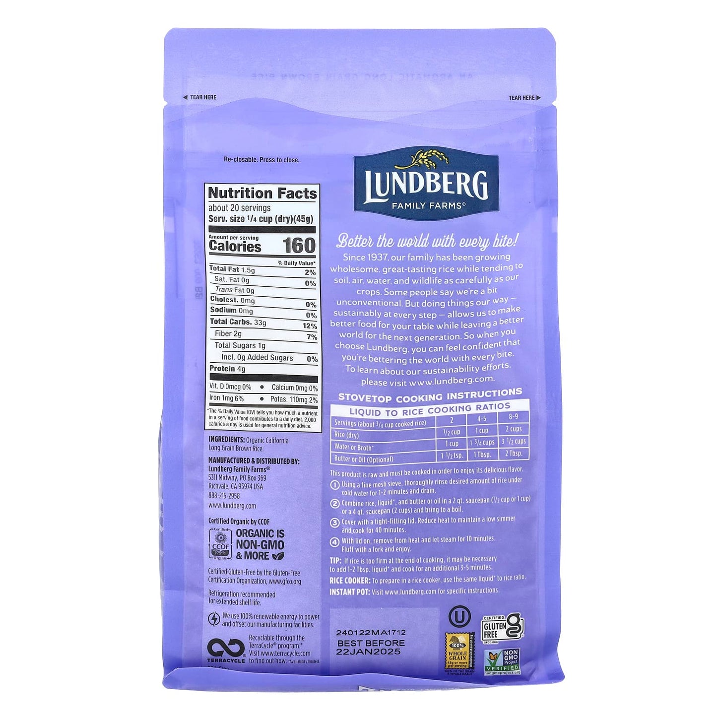Lundberg, Organic California Brown Gourmet Rice, 32 oz (907 g) - Image 2