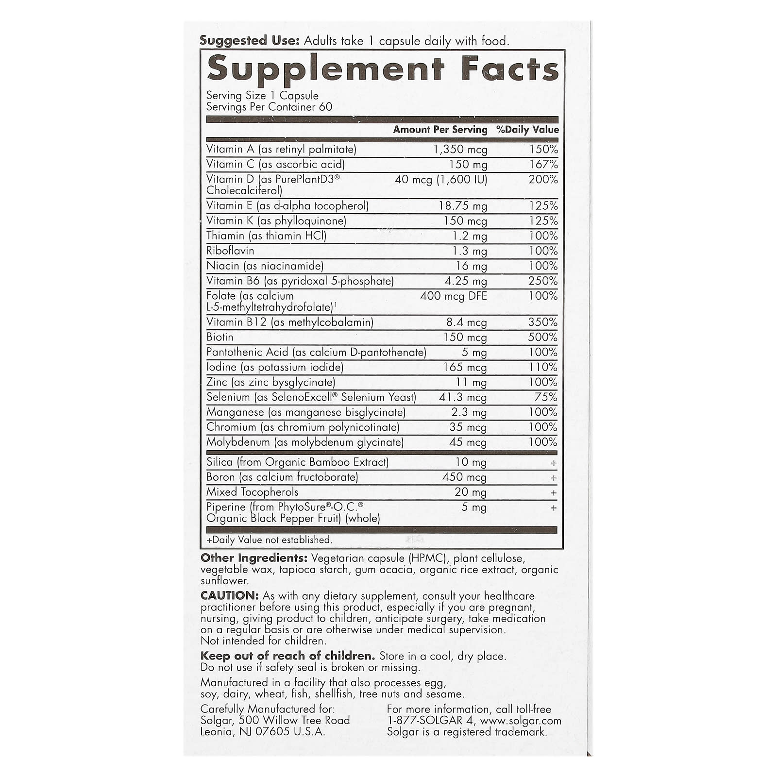 Solgar, One Daily Women's Multi 50+, 60 Capsules - Image 2