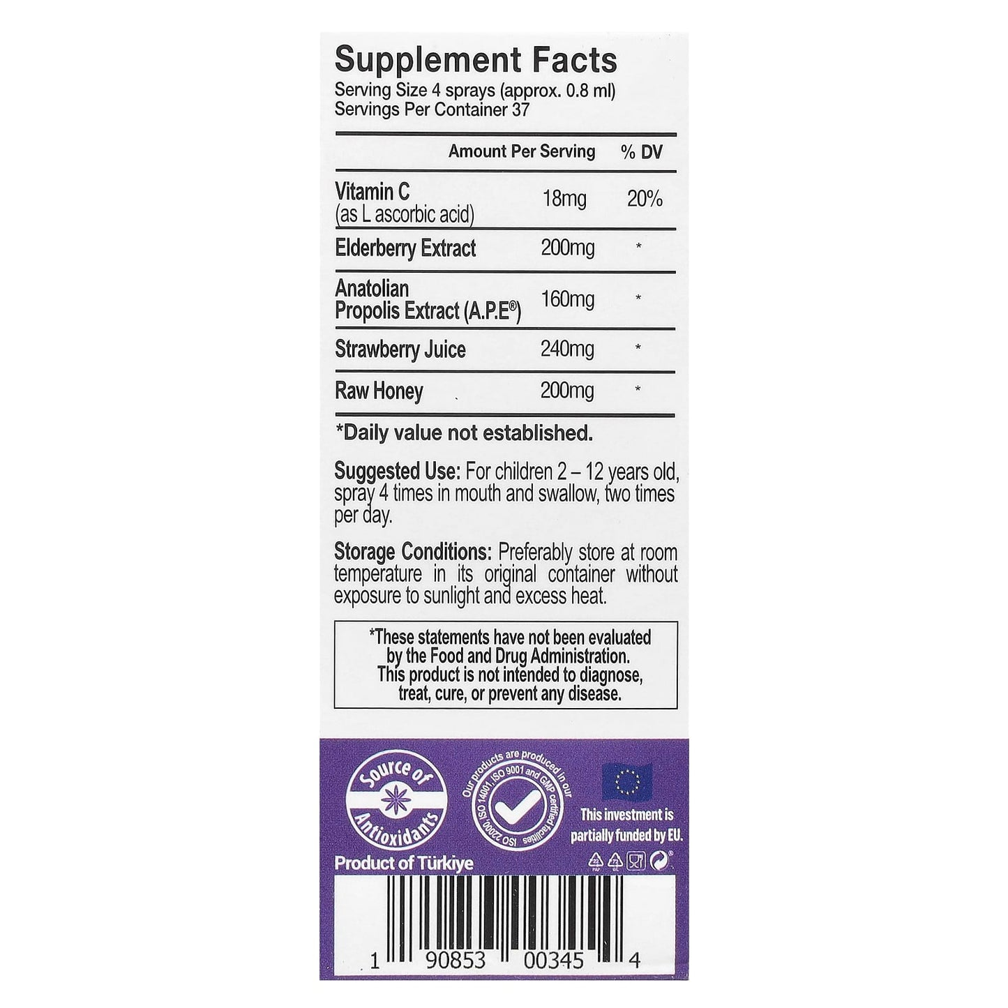 Bee & You Kids Elderberry Propolis Throat Spray for Immune Support - Image 2