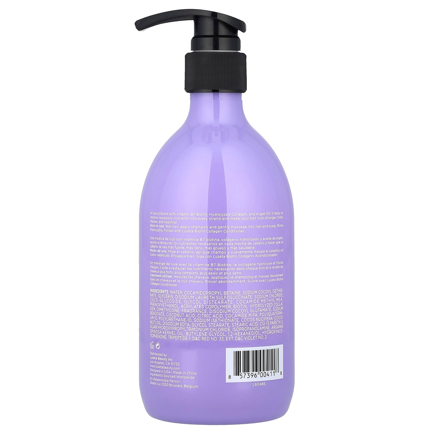 Luseta Beauty, Biotin & Collagen Shampoo, For Thin & Dry Hair, 16.9 fl oz (500 ml) - Image 2