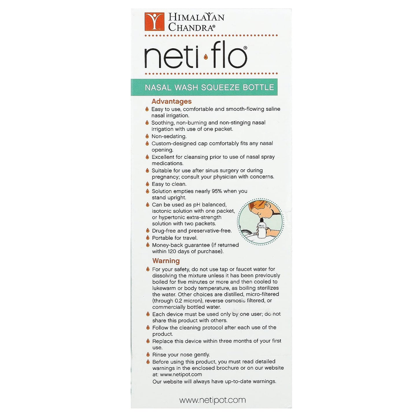 Himalayan Chandra Nasal Salt Squeeze Bottle with Neti Sachets for Sinus Relief - Image 2