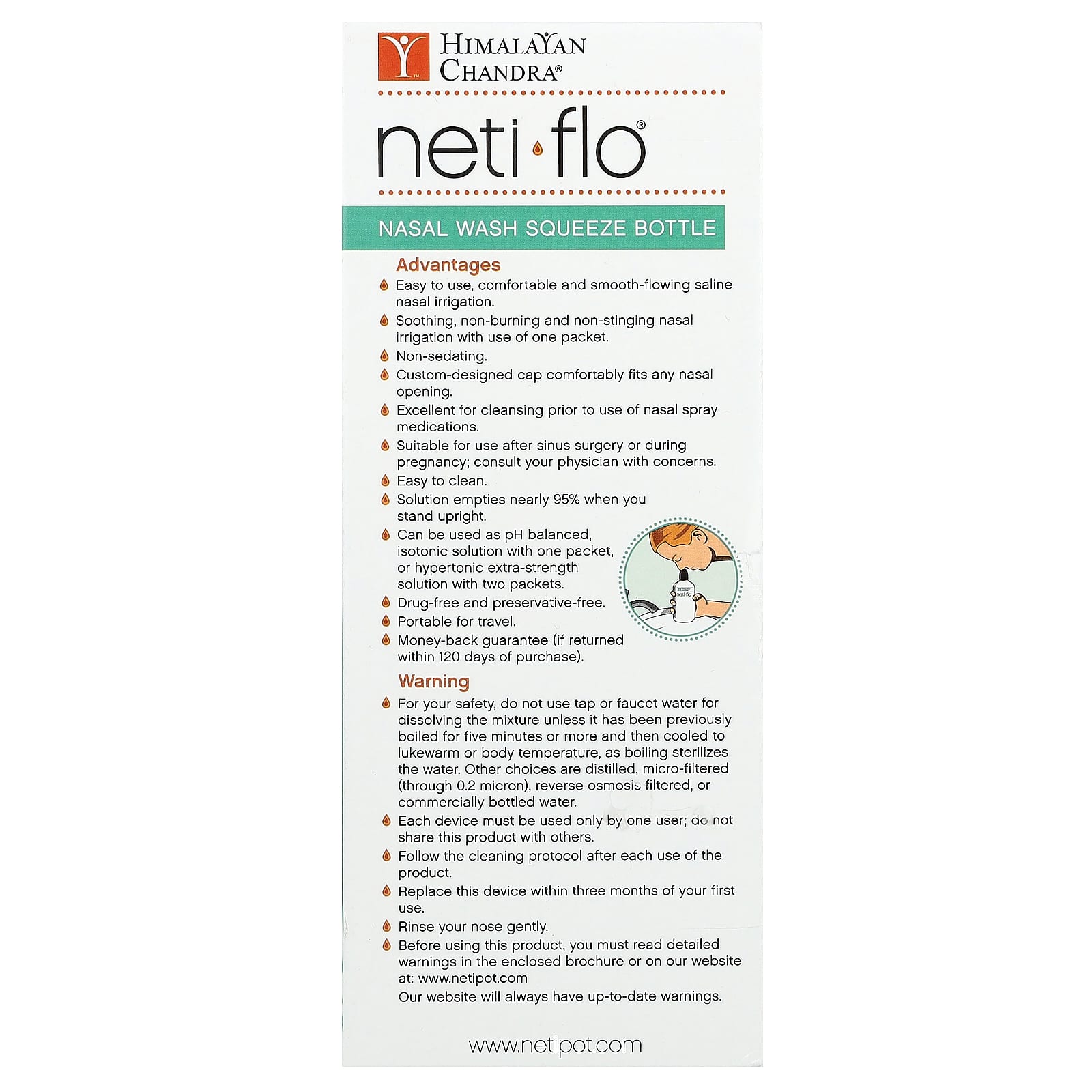 Himalayan Chandra Nasal Salt Squeeze Bottle with Neti Sachets for Sinus Relief - Image 2