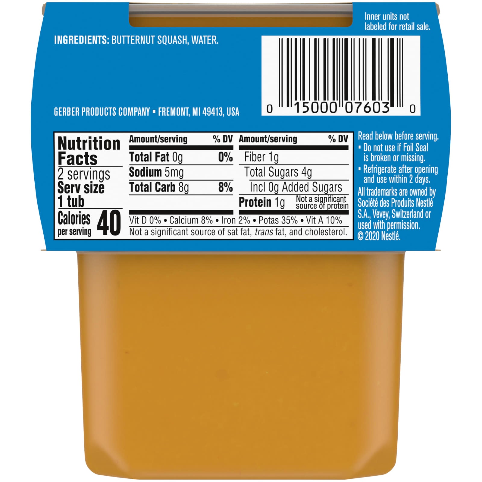 Gerber Natural Baby Food Butternut Squash 2 Pack 4oz - Image 2