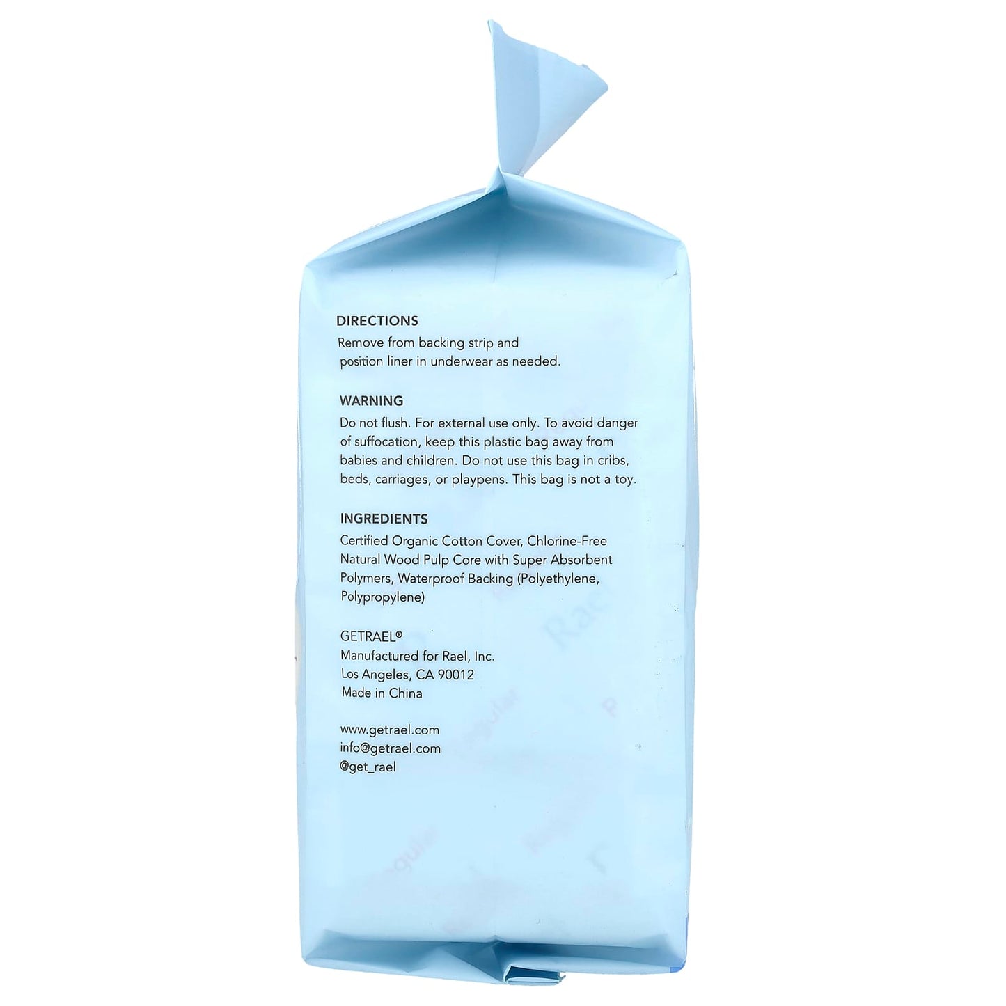 Rael, Organic Cotton Cover Liners, For Bladder Leaks, Regular, 48 Count - Image 2