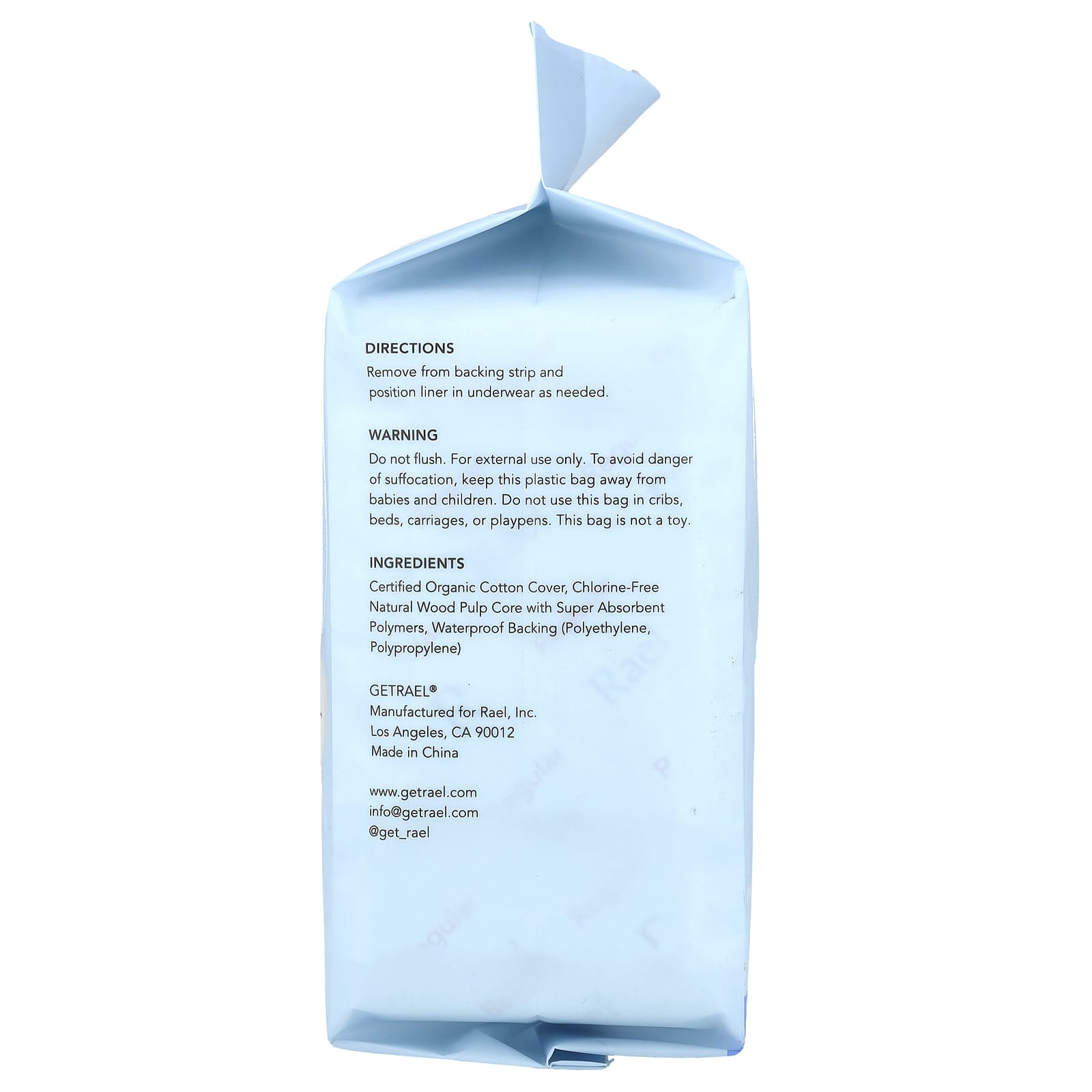 Rael, Organic Cotton Cover Liners, For Bladder Leaks, Regular, 48 Count - Image 2