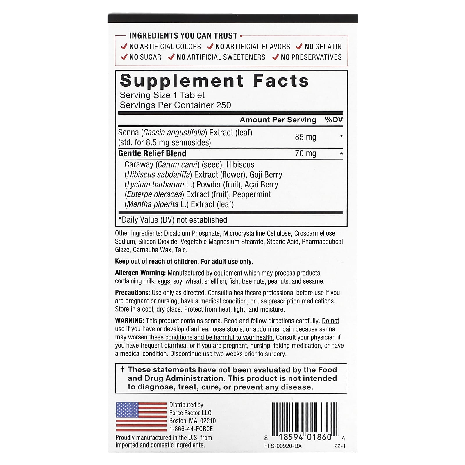 Natural Constipation Relief with Force Factor Herbal Laxative, 250 Tablets - Image 2