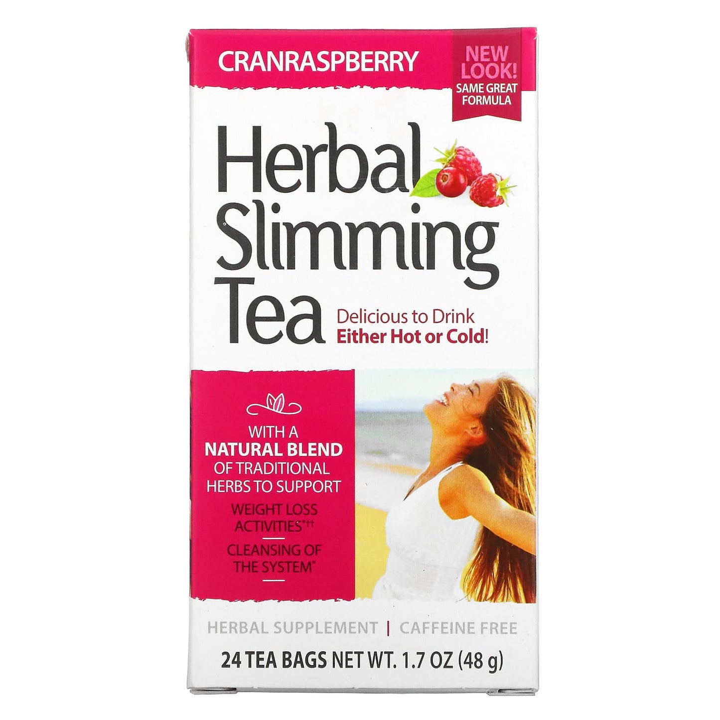 21st Century Cranraspberry Slimming Tea - Caffeine Free - 24 Tea Bags - Image 1