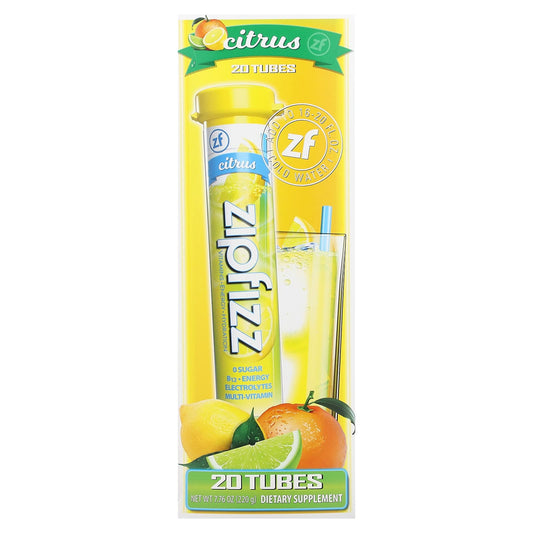 Zipfizz, Energy Drink Mix, Citrus, 20 Tubes, 0.39 oz (11 g) Each - Image 1
