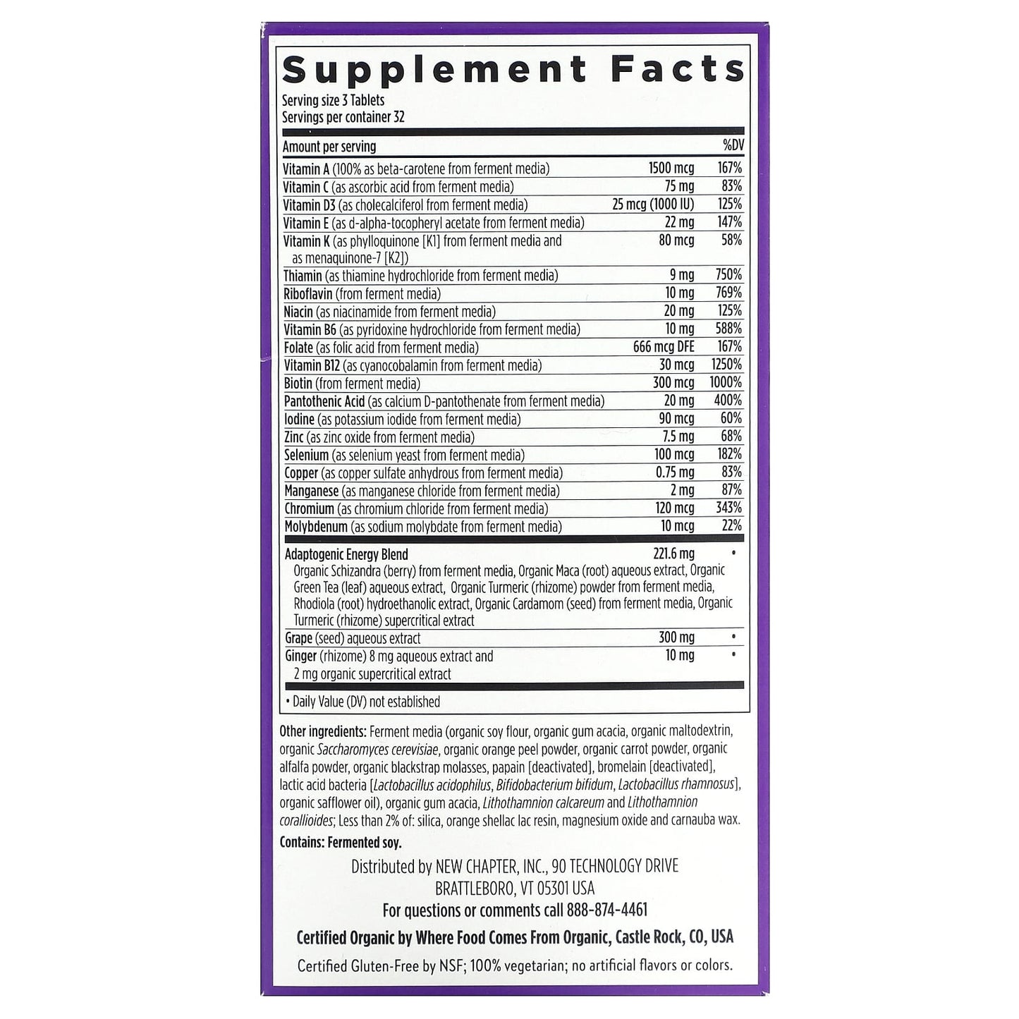 New Chapter, Perfect Energy Multivitamin, 96 Vegetarian Tablets - Image 2
