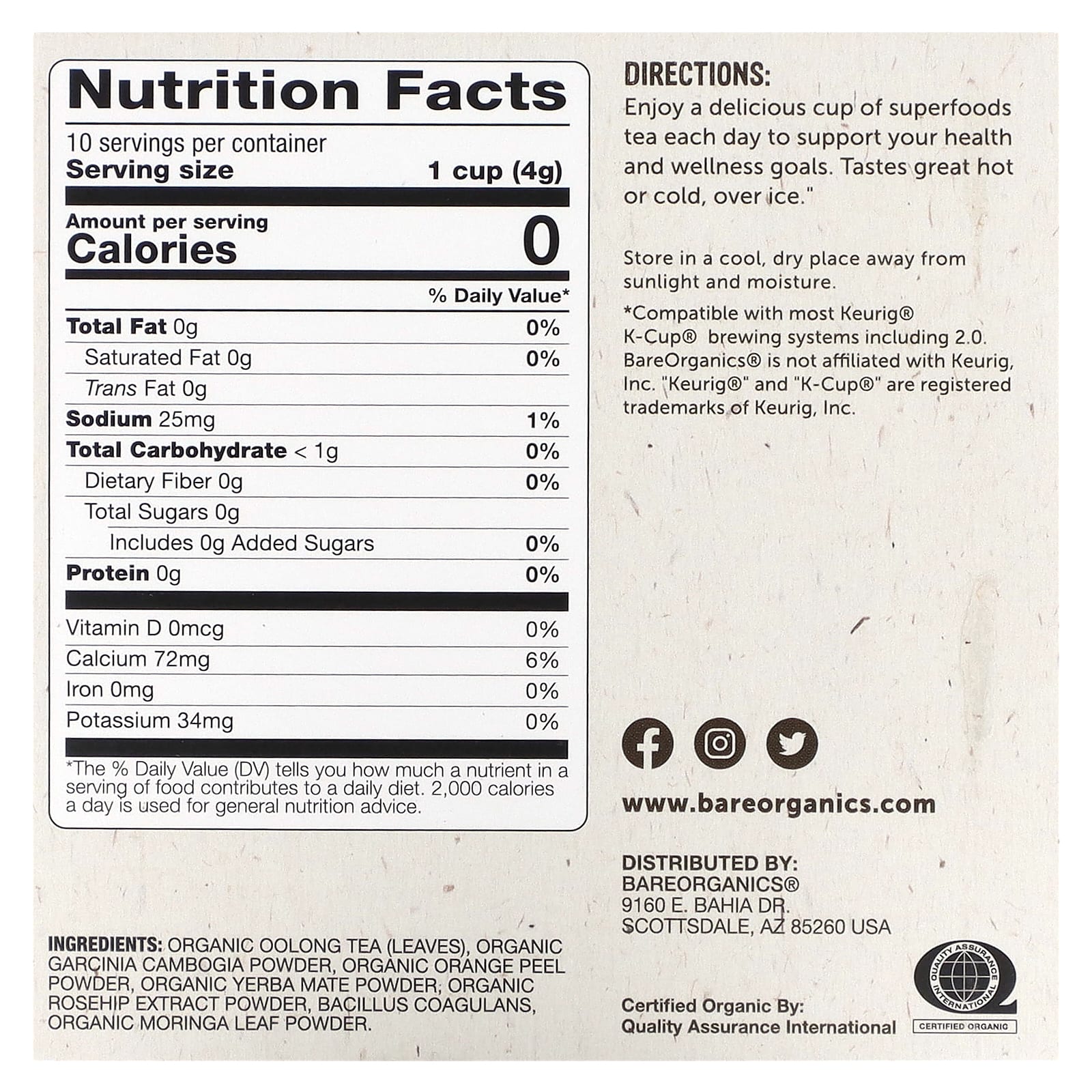 BareOrganics Metabolism Tea with Superfoods - 10 Cups - Boosts Healthy Weight - Image 2