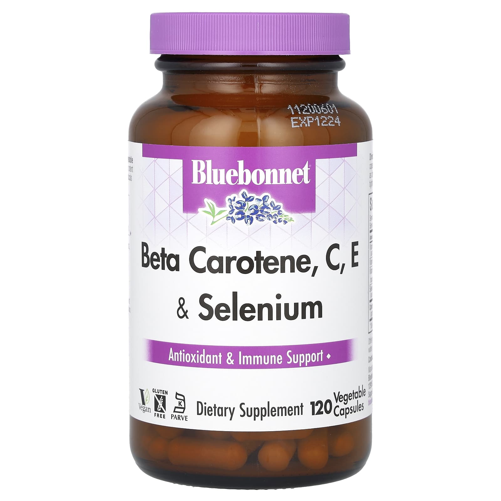 Bluebonnet Nutrition - Beta Carotene, C, E & Selenium - 120 Capsules - Image 1