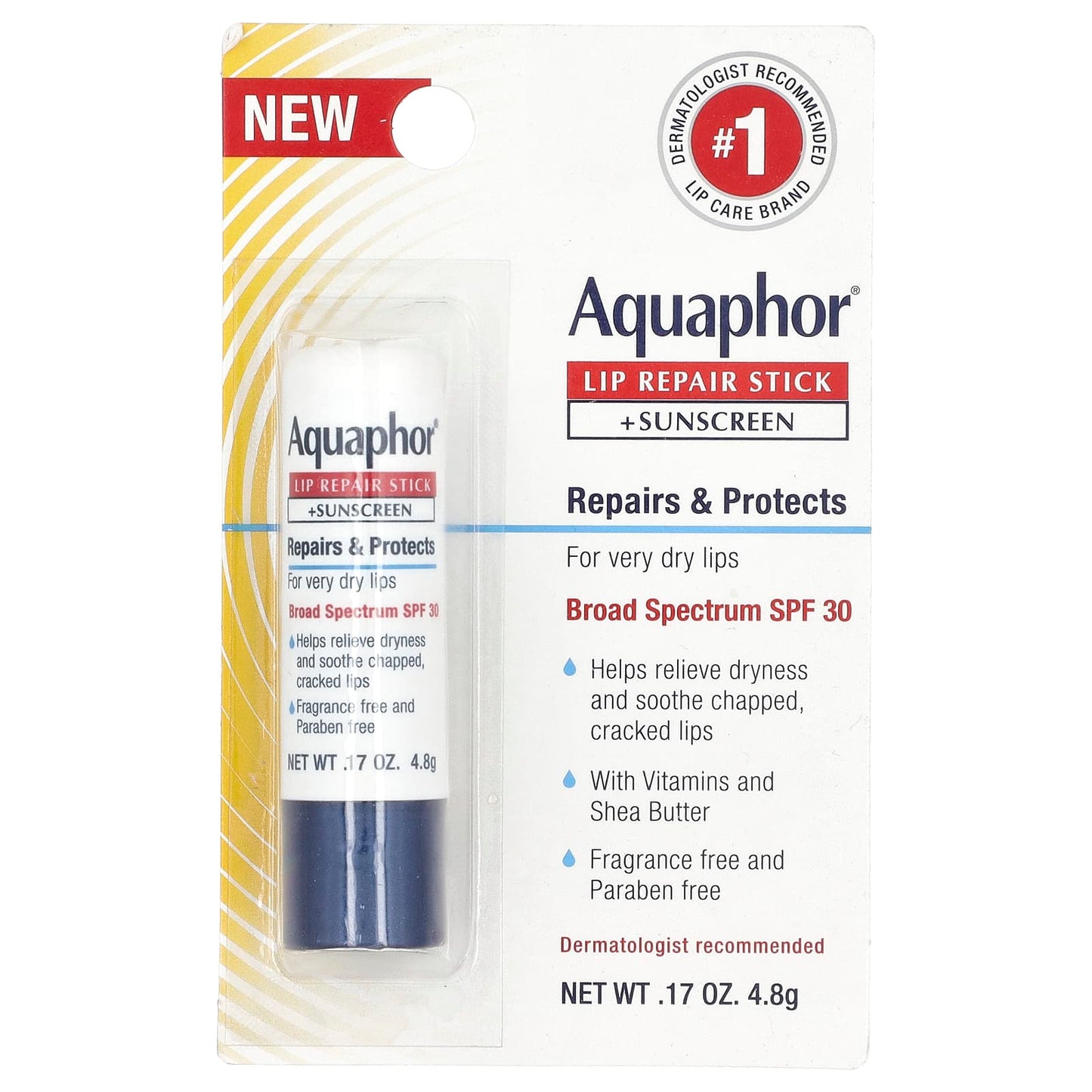 Aquaphor Lip Repair Stick + Sunscreen with SPF 30, Fragrance Free - Image 2