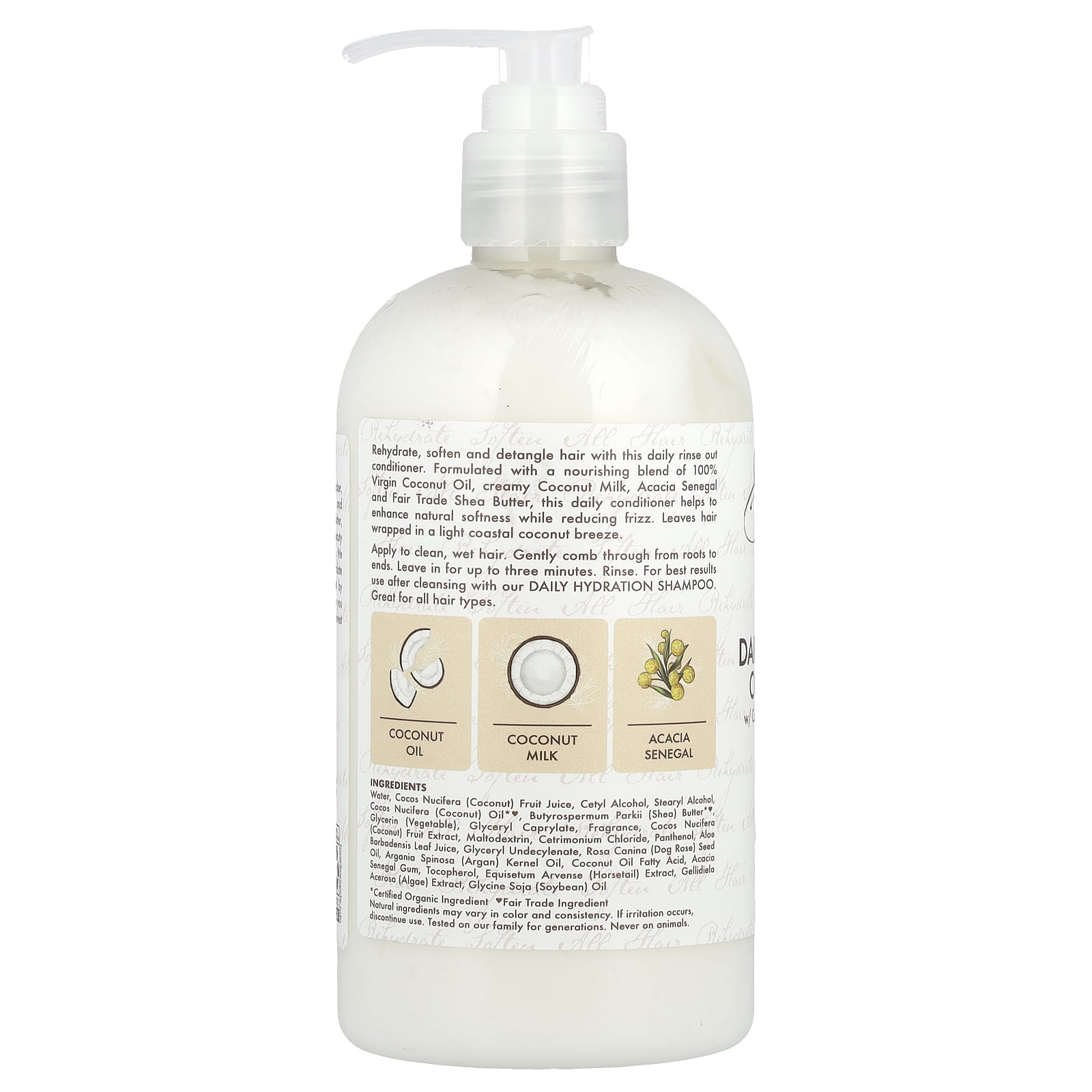 SheaMoisture, 100% Virgin Coconut Oil, Daily Hydration Conditioner, All Hair Types, 13 fl oz (384 ml) - Image 2