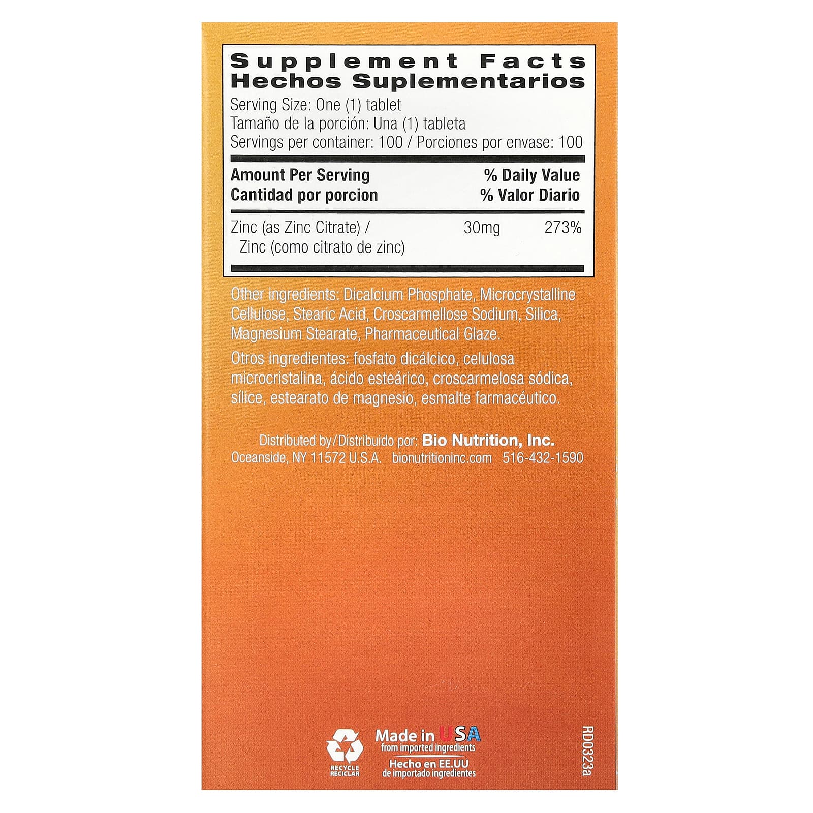 Zinc Citrate 30mg, 100 Tablets - Immune Support Supplements by Bio Nutrition - Image 2
