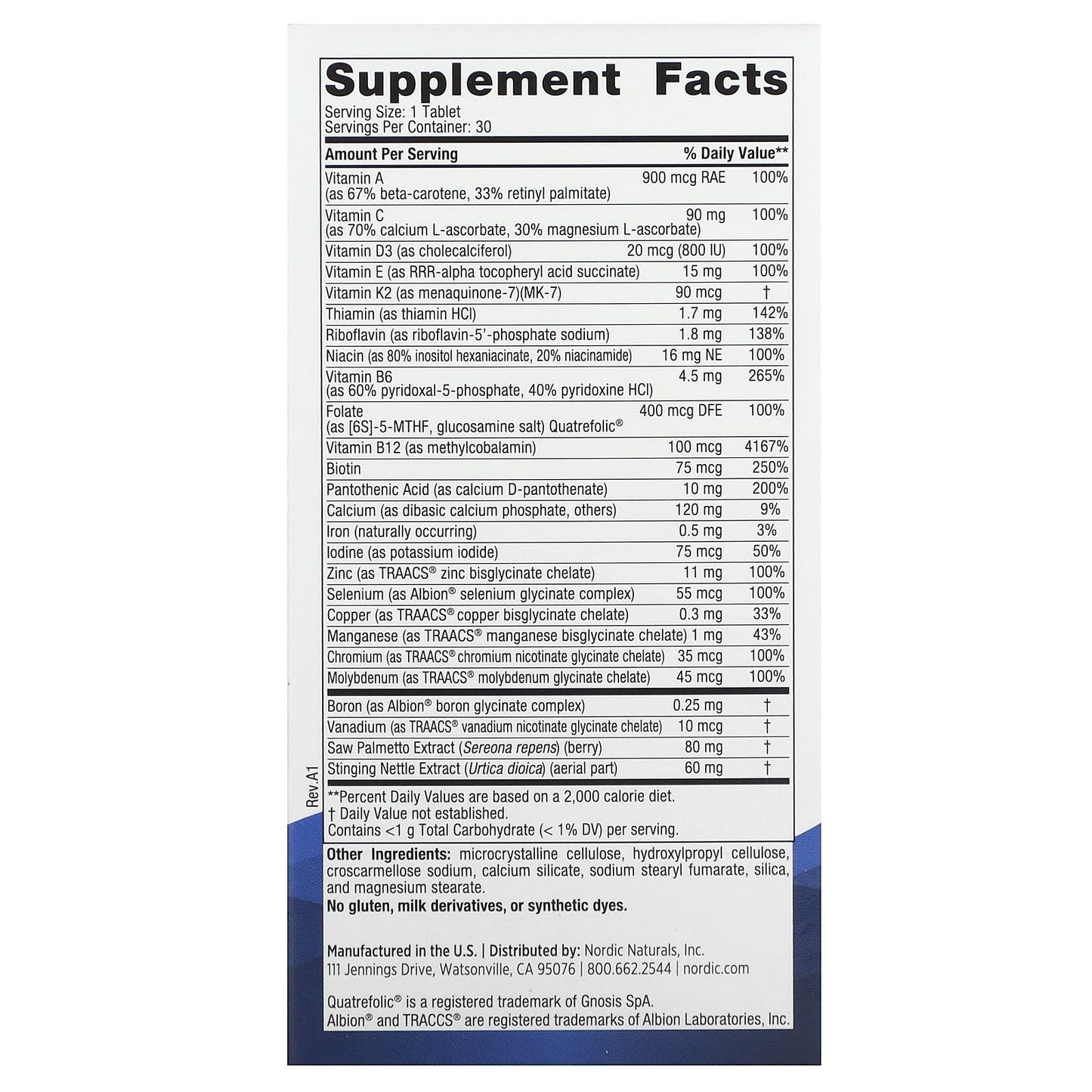 Nordic Naturals, Men's Multivitamin, One Daily, 30 Tablets - Image 2