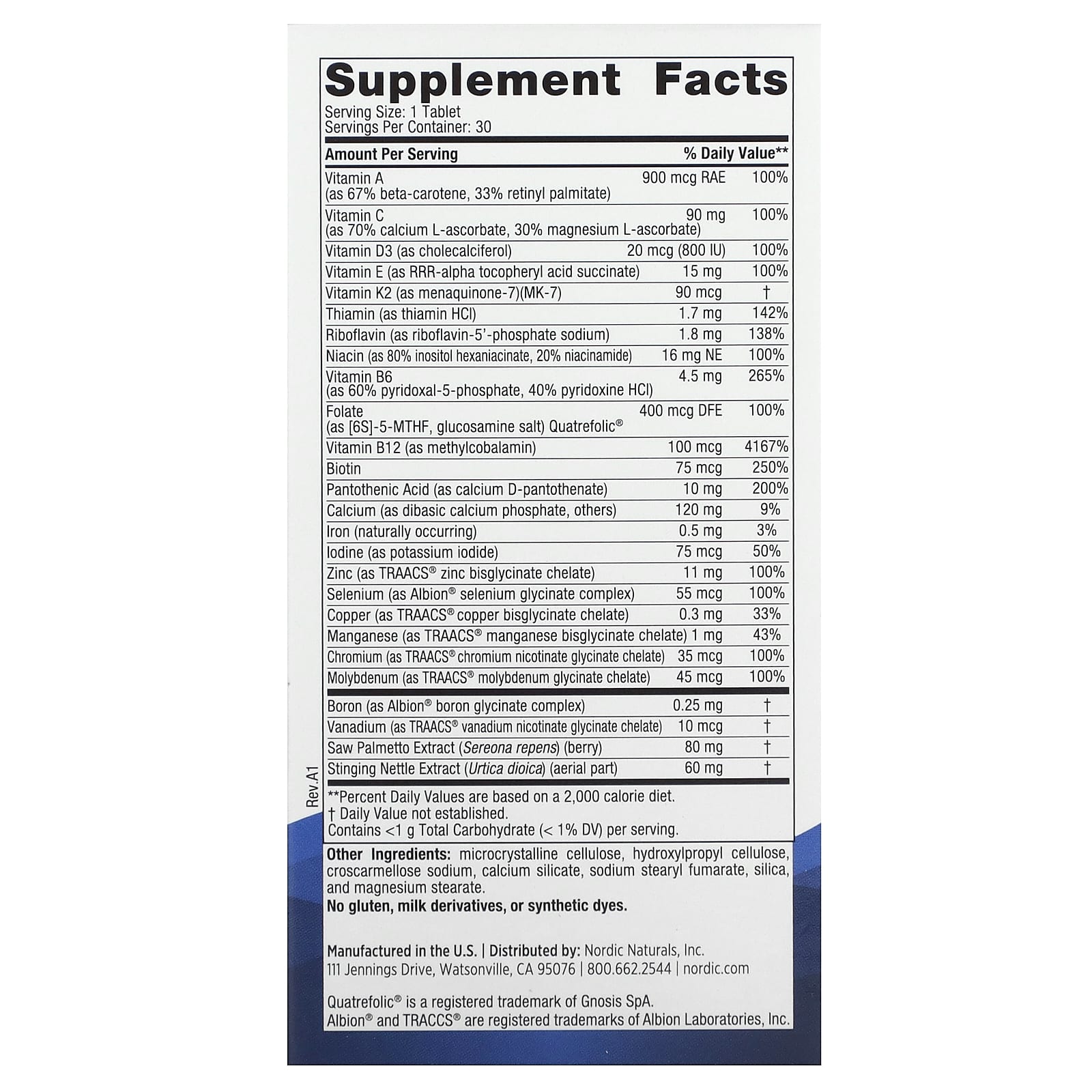 Nordic Naturals, Men's Multivitamin, One Daily, 30 Tablets - Image 2