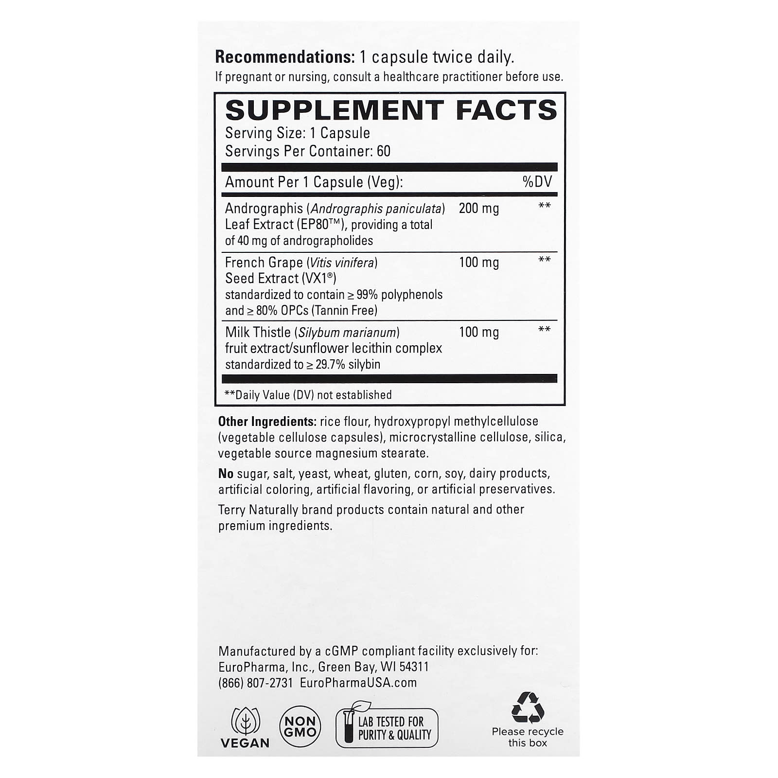 Terry Naturally, Healthy Liver, 60 Capsules - Image 2