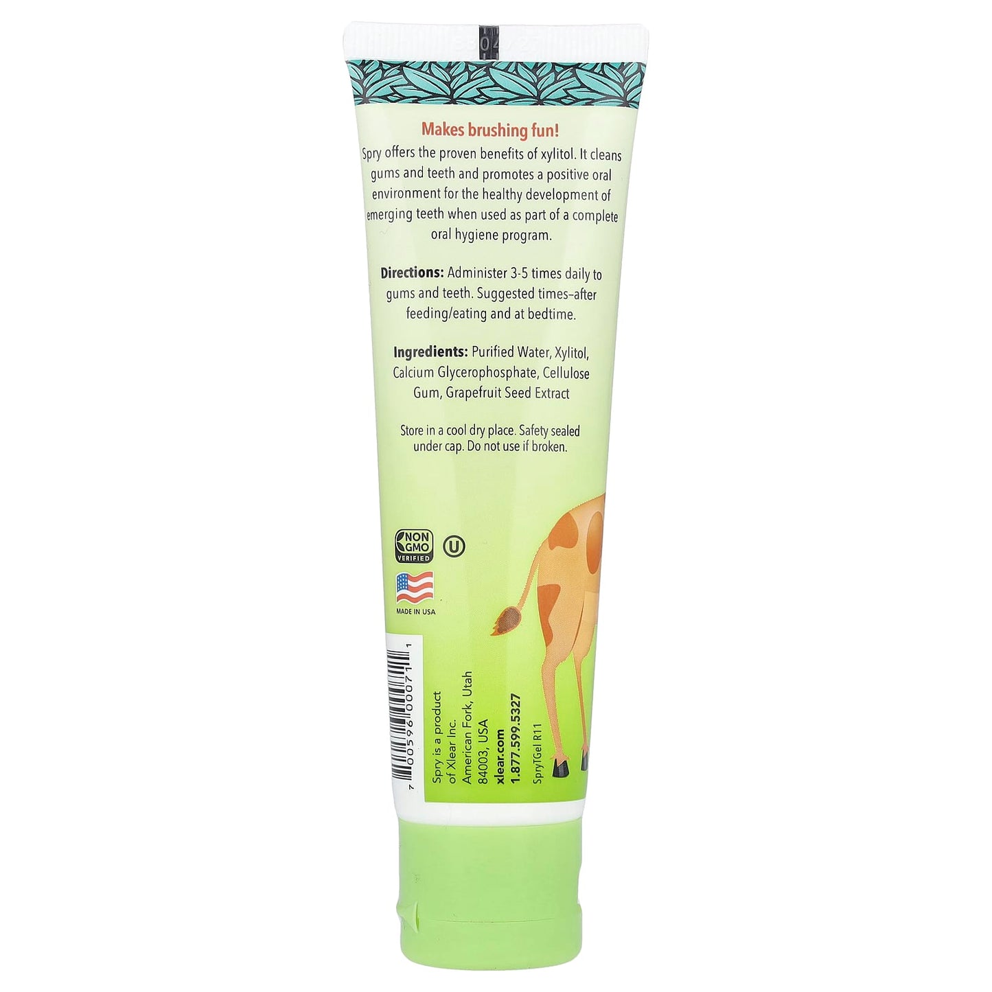 Xlear, Kid's Spry®, Tooth Gel with Xylitol, Age 3 Months and Up , Original, 2 fl oz (60 ml) - Image 2