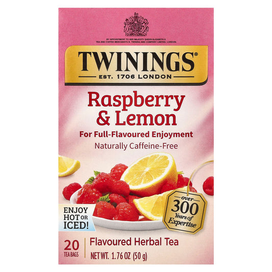 Twinings, Herbal Tea, Raspberry & Lemon, Caffeine-Free, 20 Tea Bags, 1.76 oz (50 g) - Image 1
