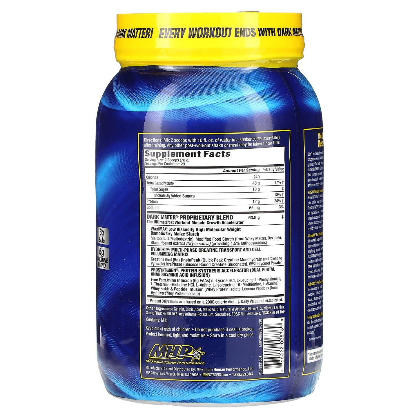 MHP, DARK MATTER, Post-Workout Muscle Growth Accelerator, Fruit Punch, 3.44 lbs (1,560 g) - Image 2