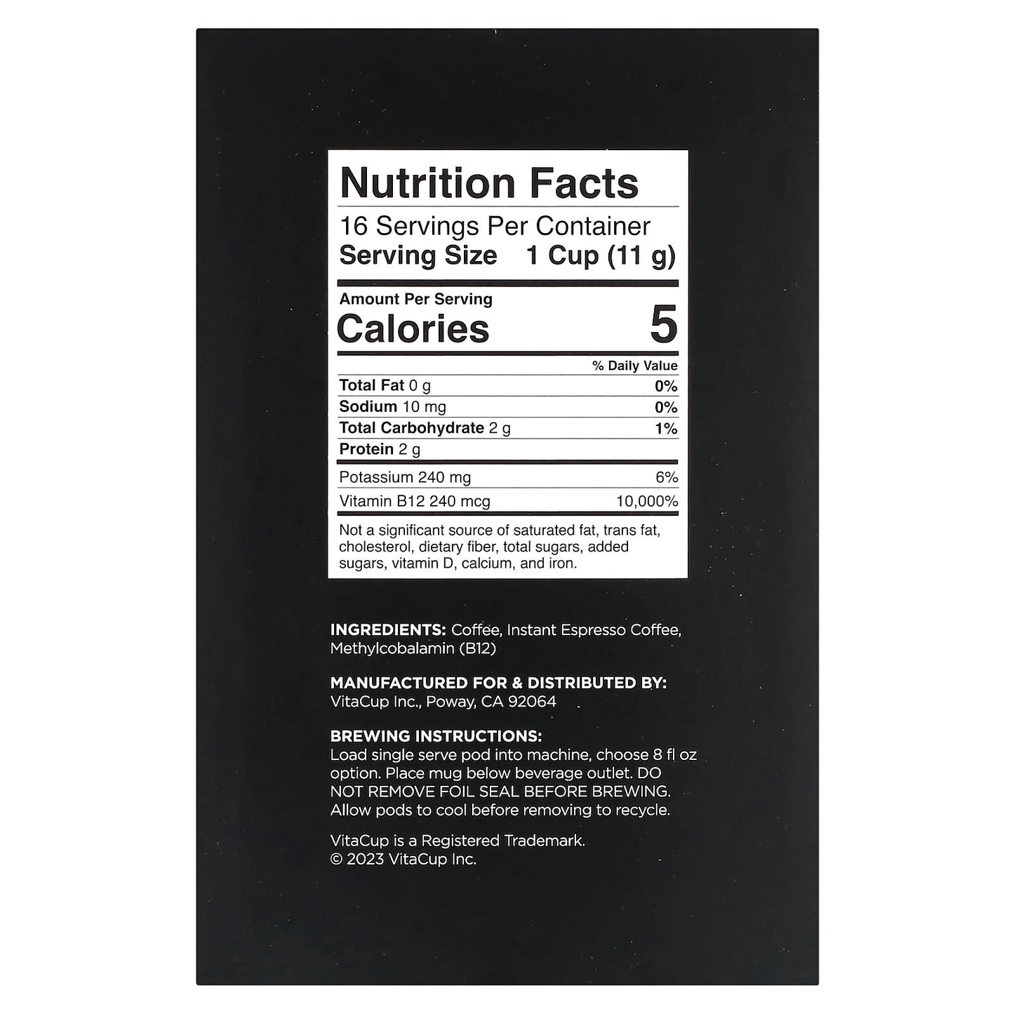 VitaCup, Extra Shot, Coffee + Espresso, Dark Roast, 16 Pods, 0.39 oz (11 g) Each - Image 2