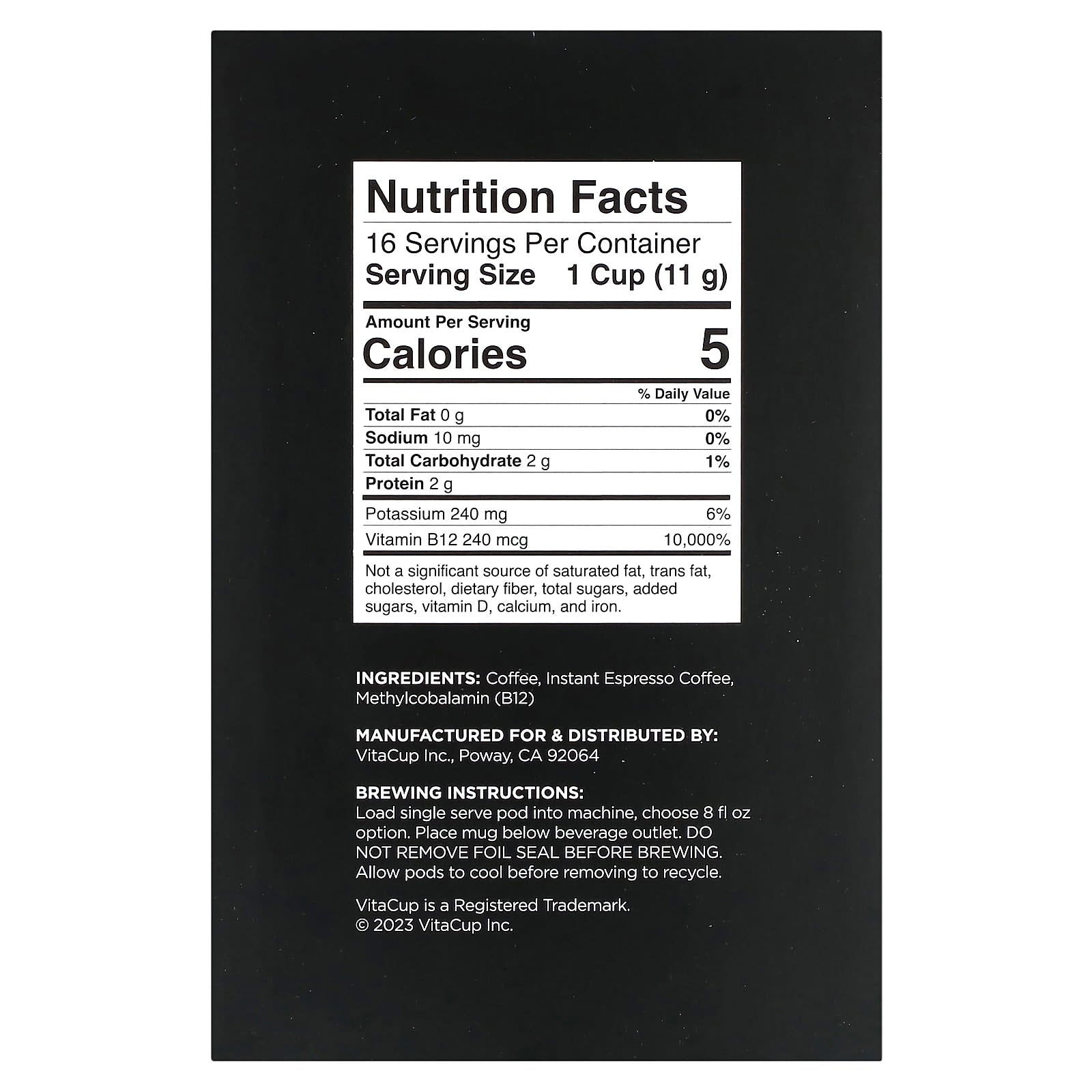 VitaCup, Extra Shot, Coffee + Espresso, Dark Roast, 16 Pods, 0.39 oz (11 g) Each - Image 2