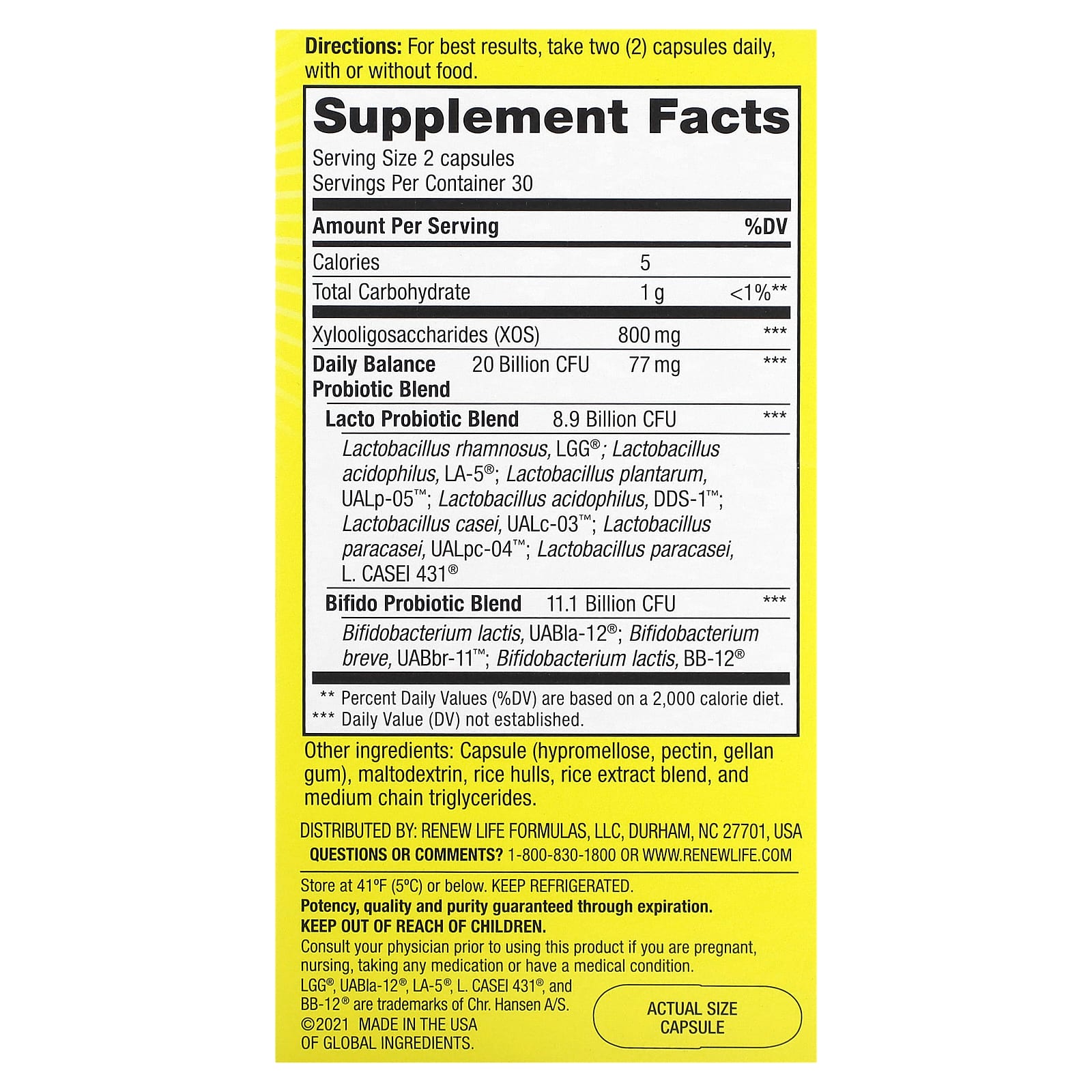 Renew Life, Probiotics, Daily Balance, 60 Vegetarian Capsules - Image 2