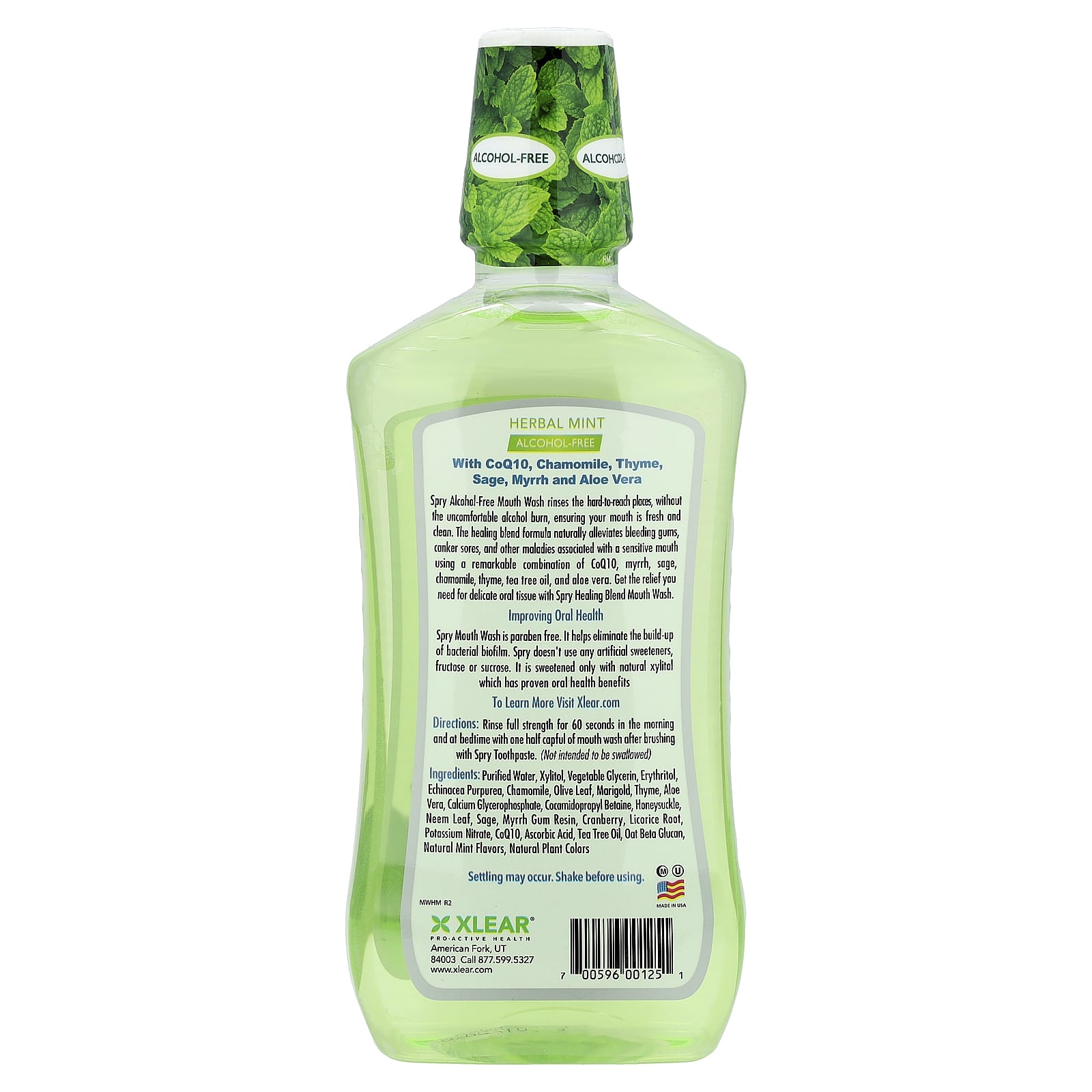 Xlear, Spry® Mouth Wash, Healing Blend, Alcohol-Free, Natural Herbal Mint, 16 fl oz (473 ml) - Image 2