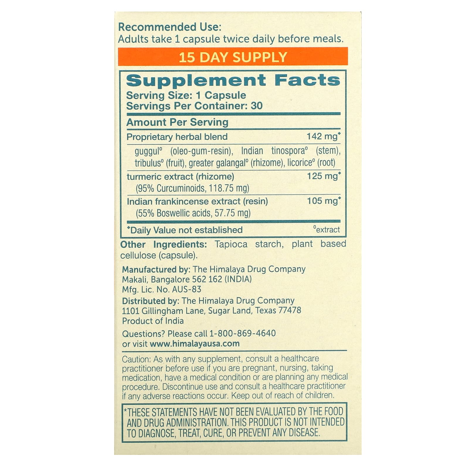Turmeric Joint Support with Boswellia & Guggul - 30 Capsules - Image 2