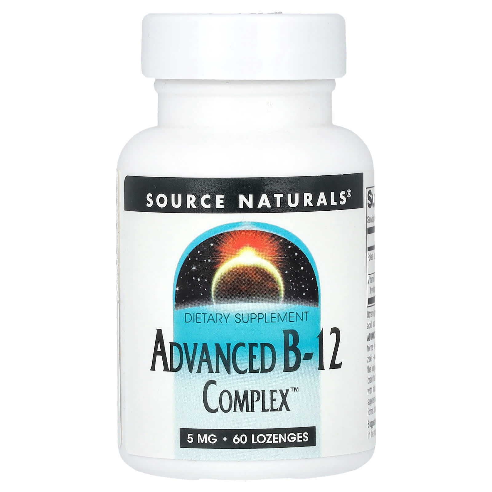 Source Naturals, Advanced B-12 Complex, 5 mg, 60 Lozenges - Image 1