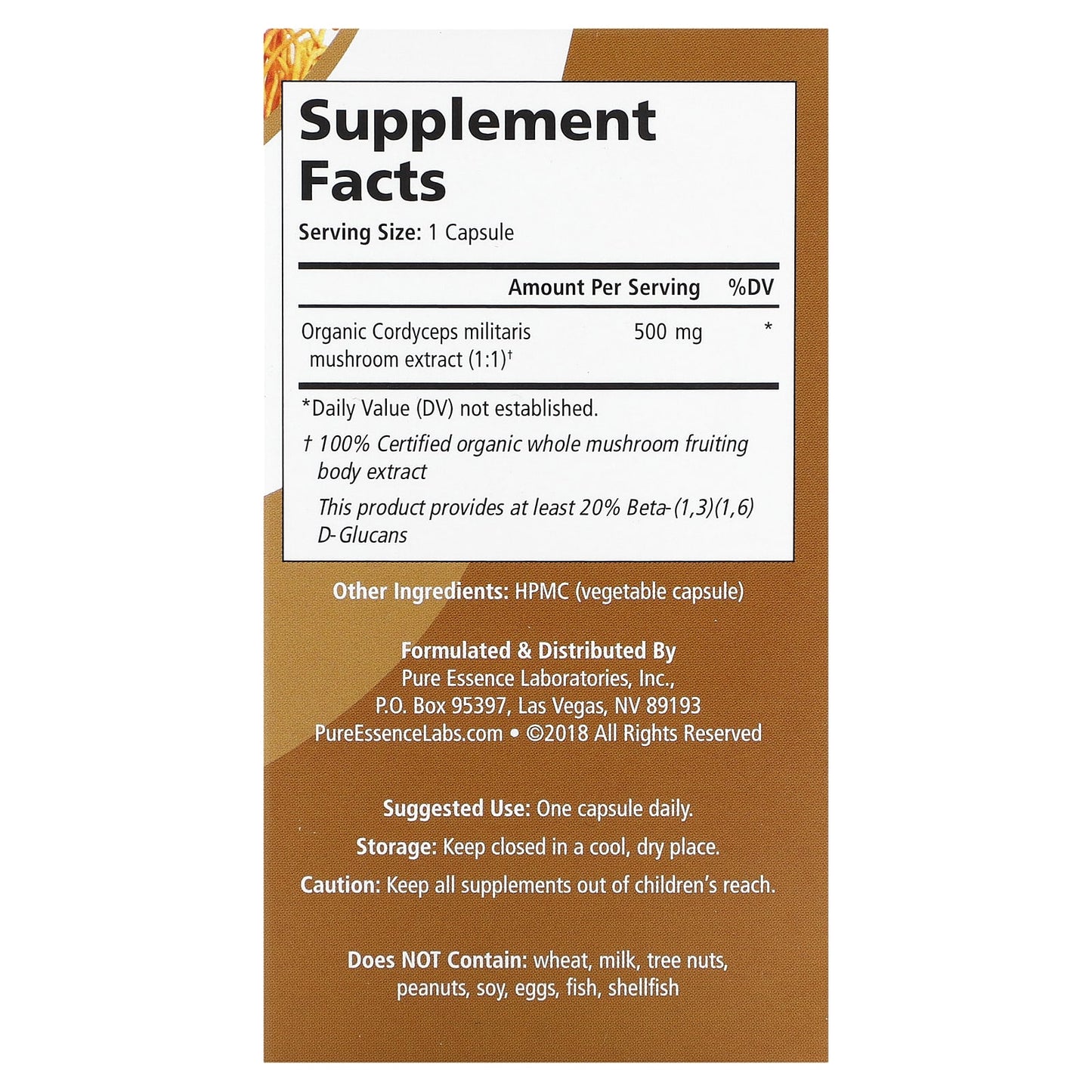 Pure Essence, MyPure, Cordyceps, 500 mg, 60 Vegi-Caps - Image 2