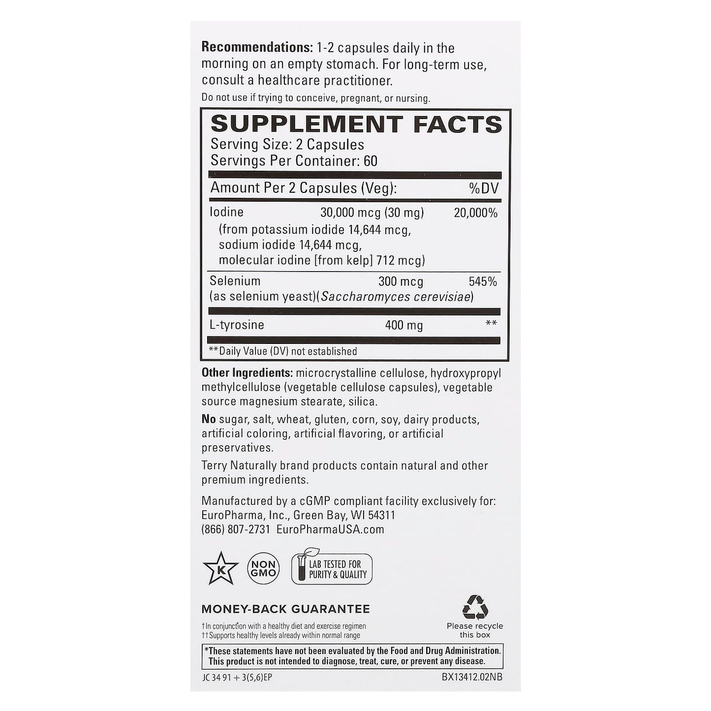 Terry Naturally, Thyroid Care Plus with Selenium, 120 Capsules - Image 2