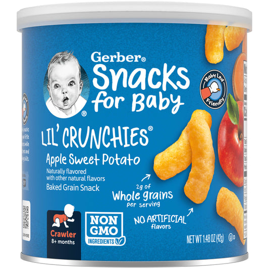 Gerber Lil' Crunchies Baked Grain Snack for Babies 8+ Months Apple Sweet Potato - Image 1