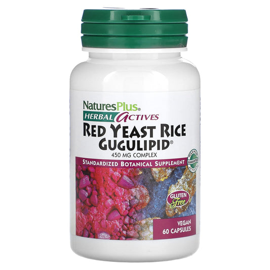 NaturesPlus, Herbal Actives, Red Yeast Rice Gugulipid, 450 mg, 60 Vegan Capsules - Image 1