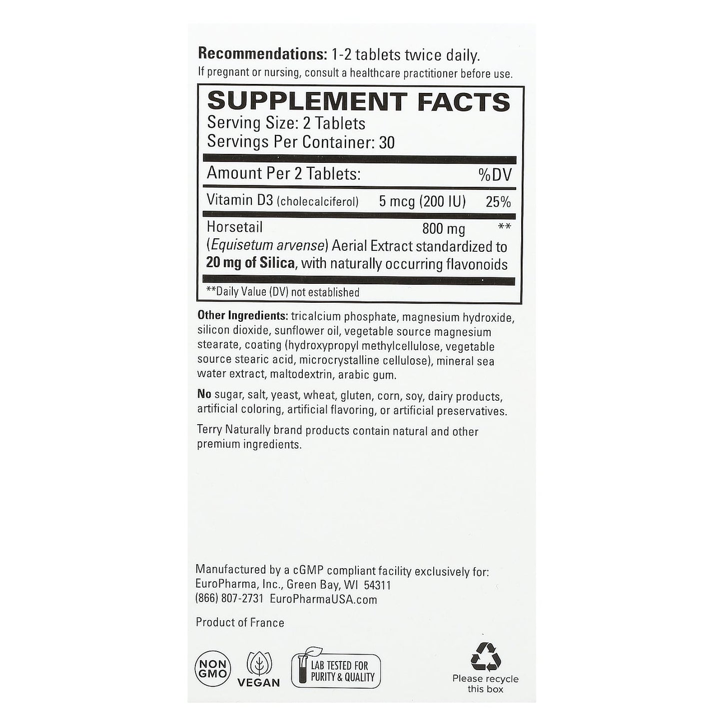 Terry Naturally, Silica-20, 60 Tablets - Image 2